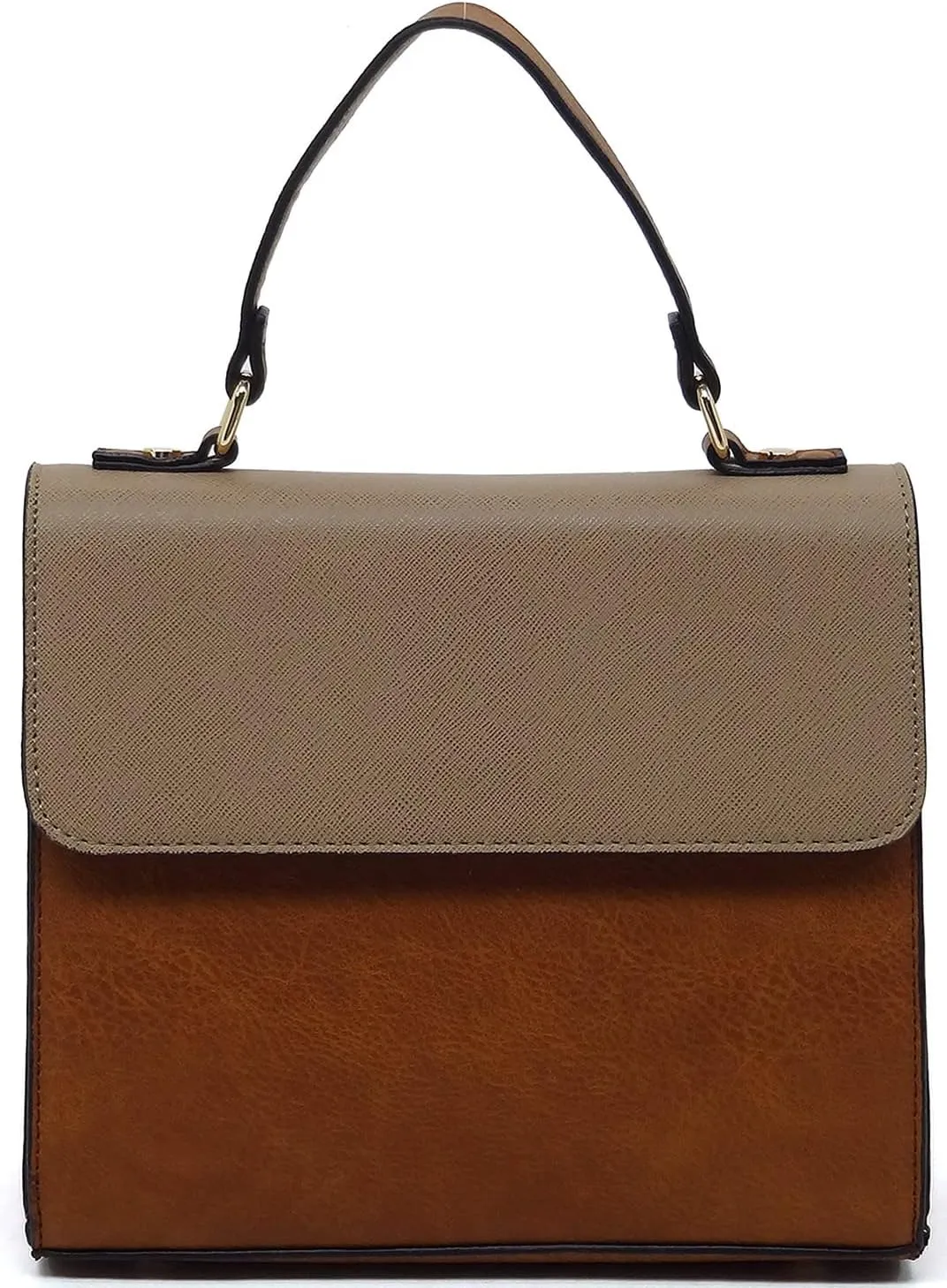 Colorblock Flap Top Handle Satchel Bag Crossbody Bag for Women Purse