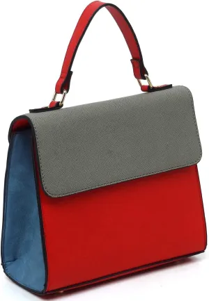 Colorblock Flap Top Handle Satchel Bag Crossbody Bag for Women Purse