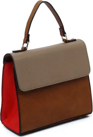 Colorblock Flap Top Handle Satchel Bag Crossbody Bag for Women Purse