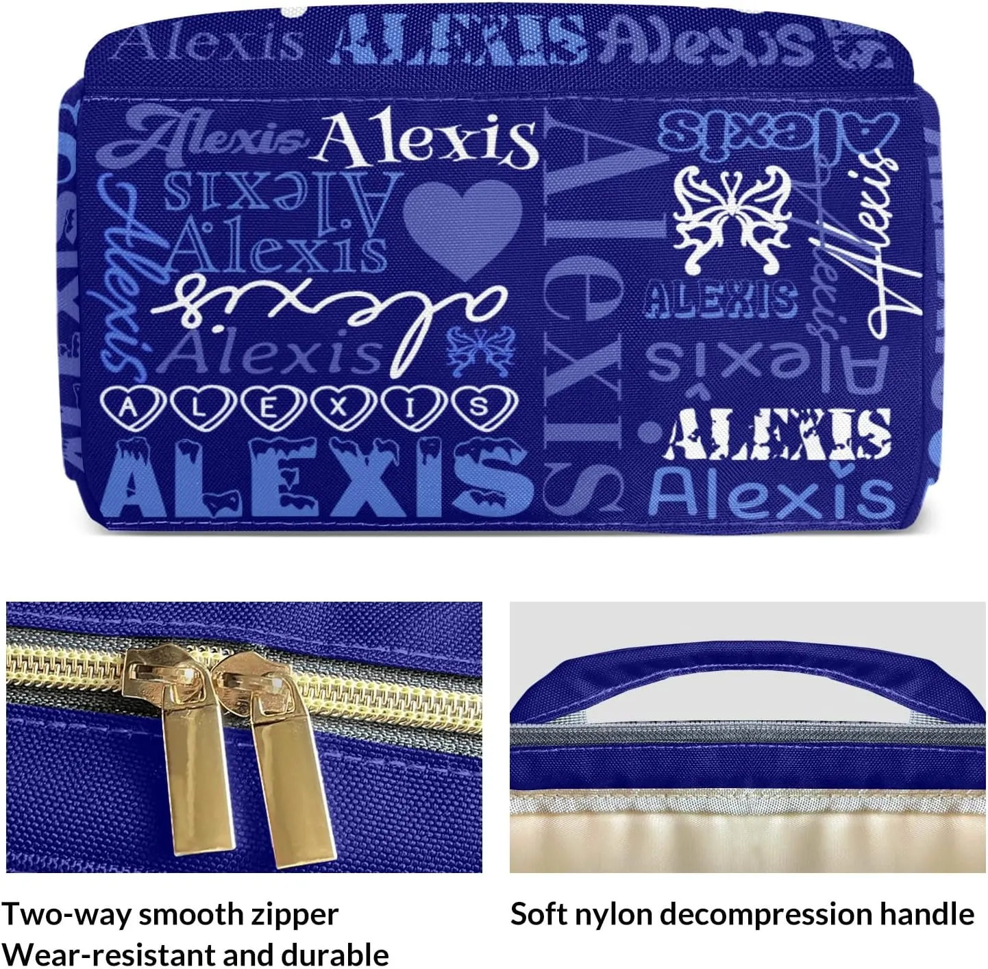Colorful Blue Diaper Bag Custom with Text Tote Bag Personalized Present Mummy Backpack