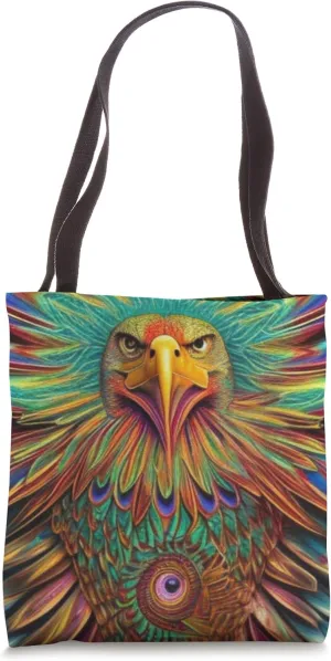 Colorful Eagle Unique AI Generated Art Tote Bag