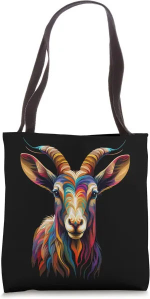 Colorful Goat Art Unique Colorful Farm Animals Cute Funny Tote Bag