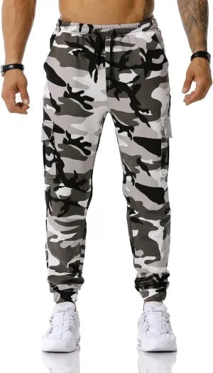 Colorful House Men Camo Cargo Jogger Sweatpants Casual Drawstring Camouflage Cargo Work Pants with Pockets