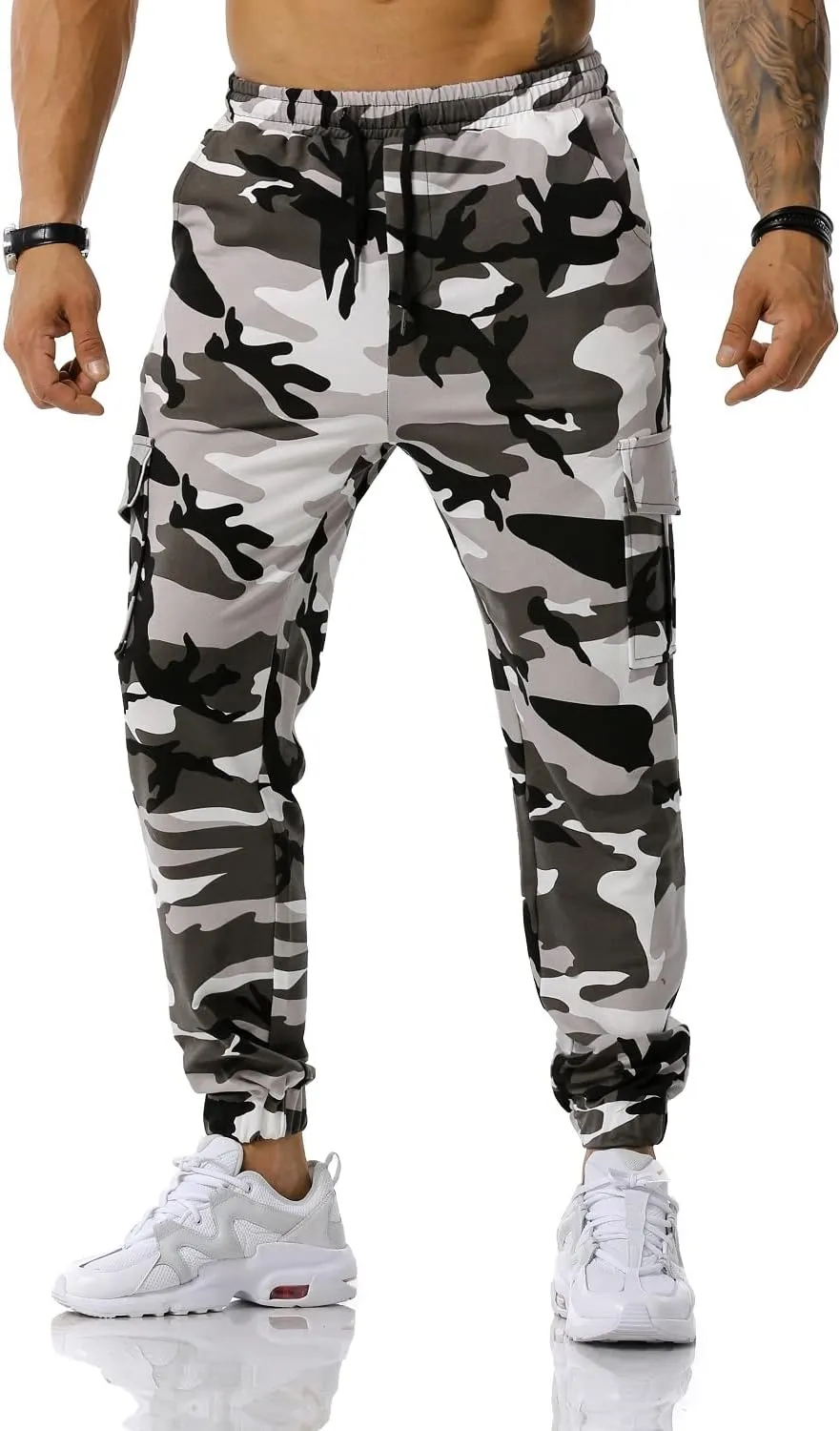 Colorful House Men Camo Cargo Jogger Sweatpants Casual Drawstring Camouflage Cargo Work Pants with Pockets