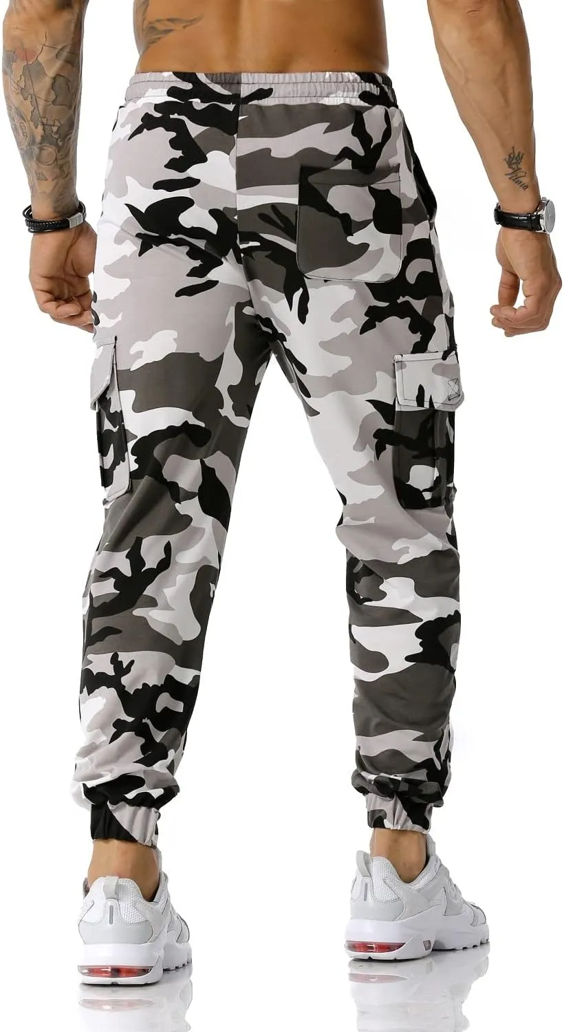 Colorful House Men Camo Cargo Jogger Sweatpants Casual Drawstring Camouflage Cargo Work Pants with Pockets