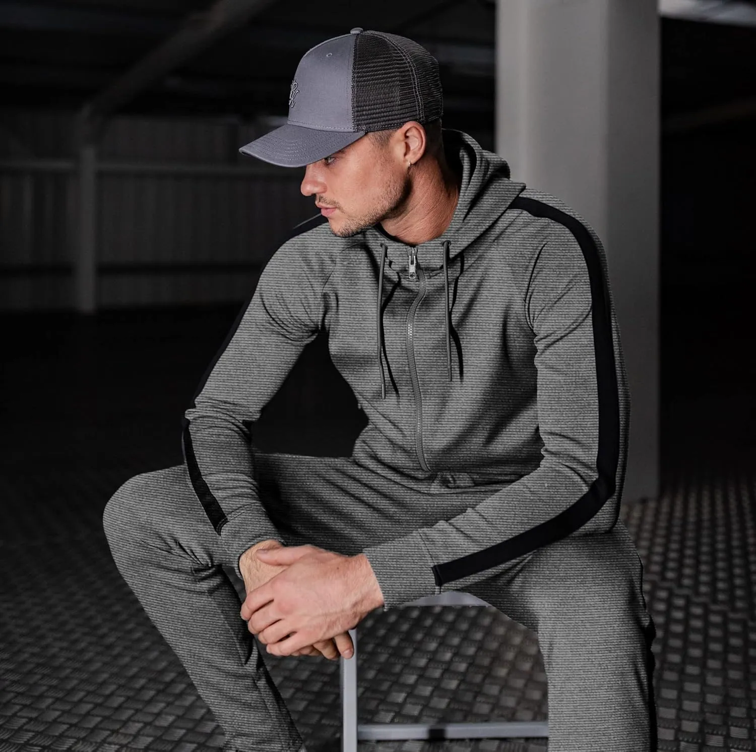 COOFANDY Tracksuit Mens with Zipper Pockets Full Zip Hoodie Sweatsuit 2 Pieces Running Jogging Sports Casual Sweat Suits