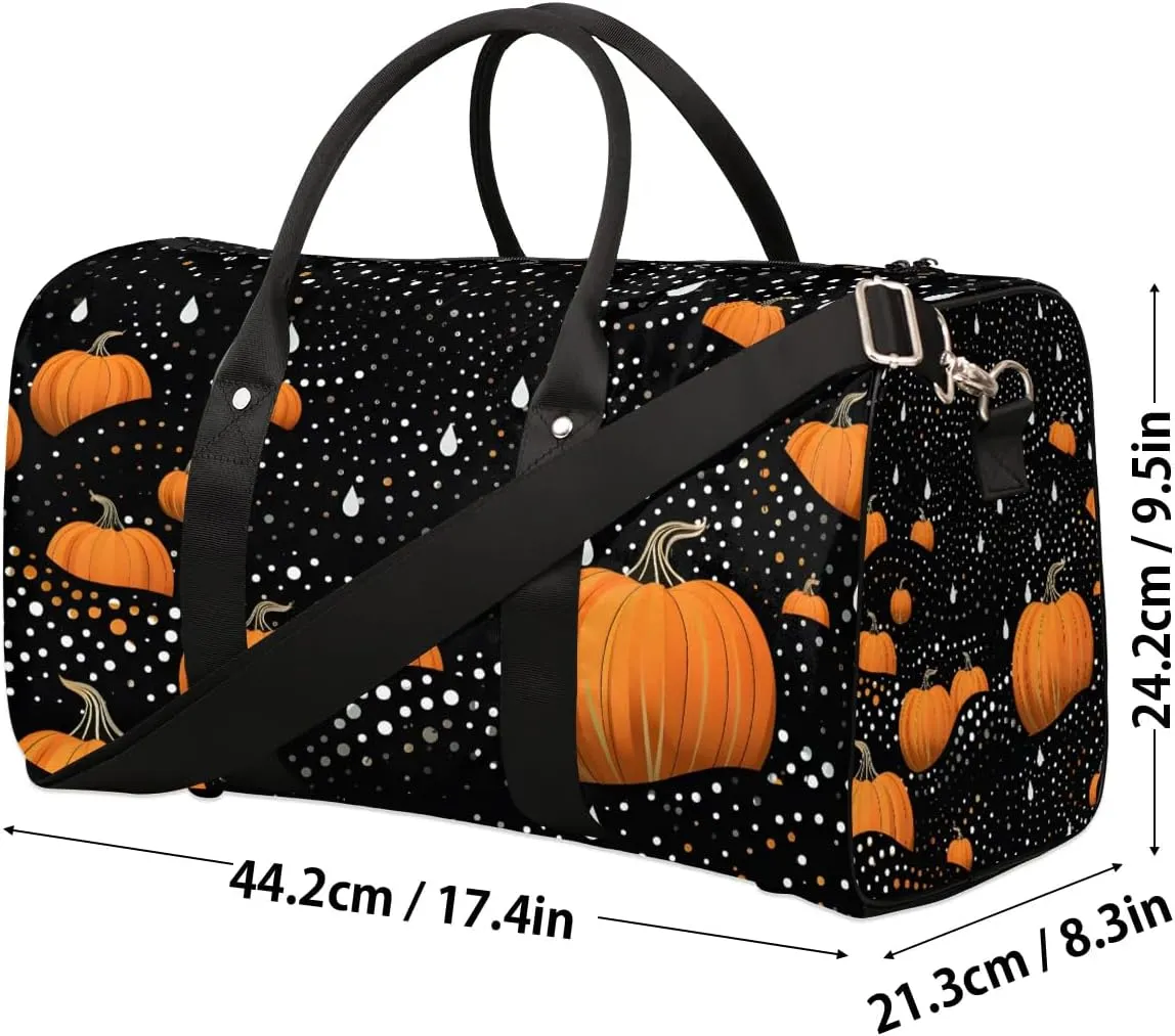Cool Pumpkin Travel Duffel Bag for Women Men Waterproof Foldable Overnight Weekender Bag Large Capacity Sports Gym Bag