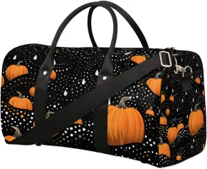 Cool Pumpkin Travel Duffel Bag for Women Men Waterproof Foldable Overnight Weekender Bag Large Capacity Sports Gym Bag