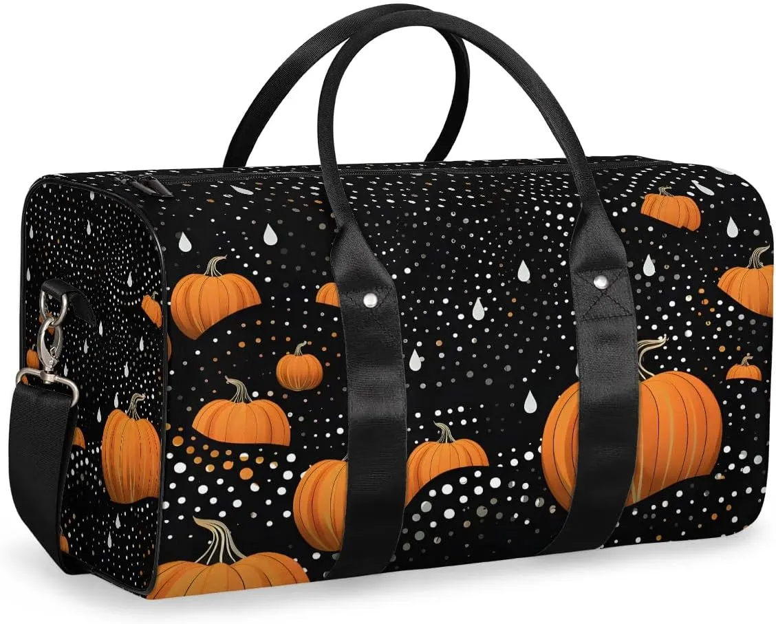 Cool Pumpkin Travel Duffel Bag for Women Men Waterproof Foldable Overnight Weekender Bag Large Capacity Sports Gym Bag