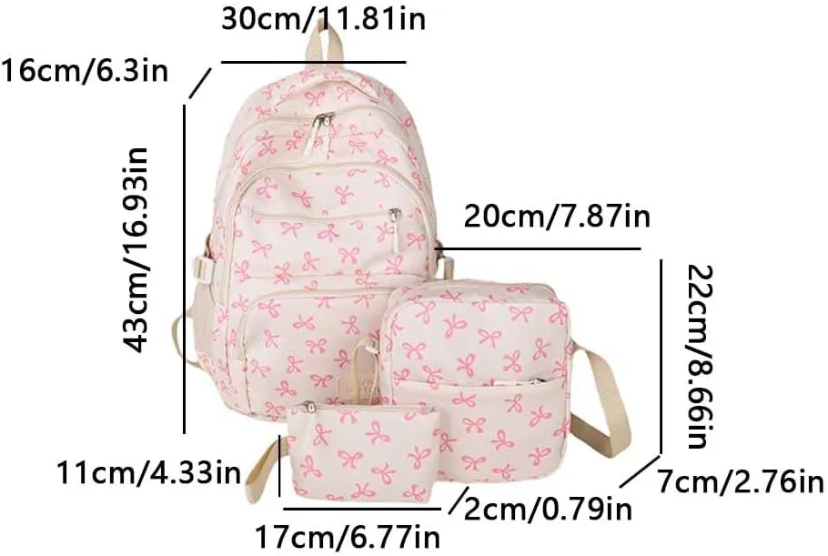 Coquette Bow Backpack - Cute Kawaii Backpack Set Aesthetic Daypack Bow Rucksack (A01 Bow Pink)