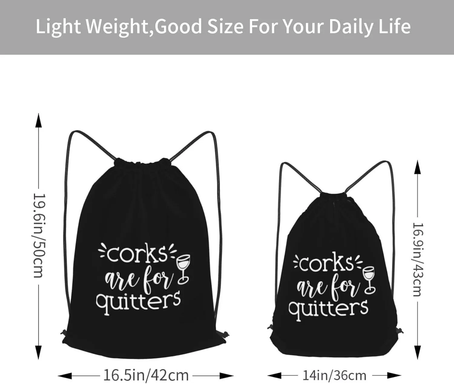 Corks are for Quitters Drawstring Backpack Bag Sport Gym Sackpack for Men Women (Black)