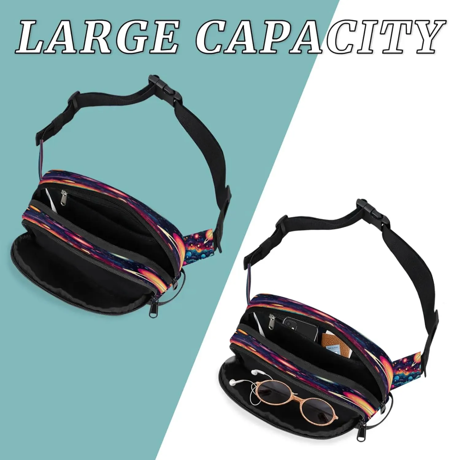 Cosmic Dream Waterproof Unisex Square Fanny Pack, Adjustable Waist Bag with Pockets, Sturdy Lightweight Crossbody Bag for Travel, Running, Hiking (9x6.1x2.5 Inches)