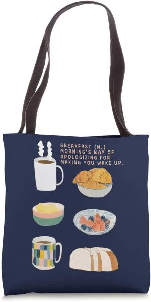 Cottagecore Croissant Breakfast Art Design Tote Bag