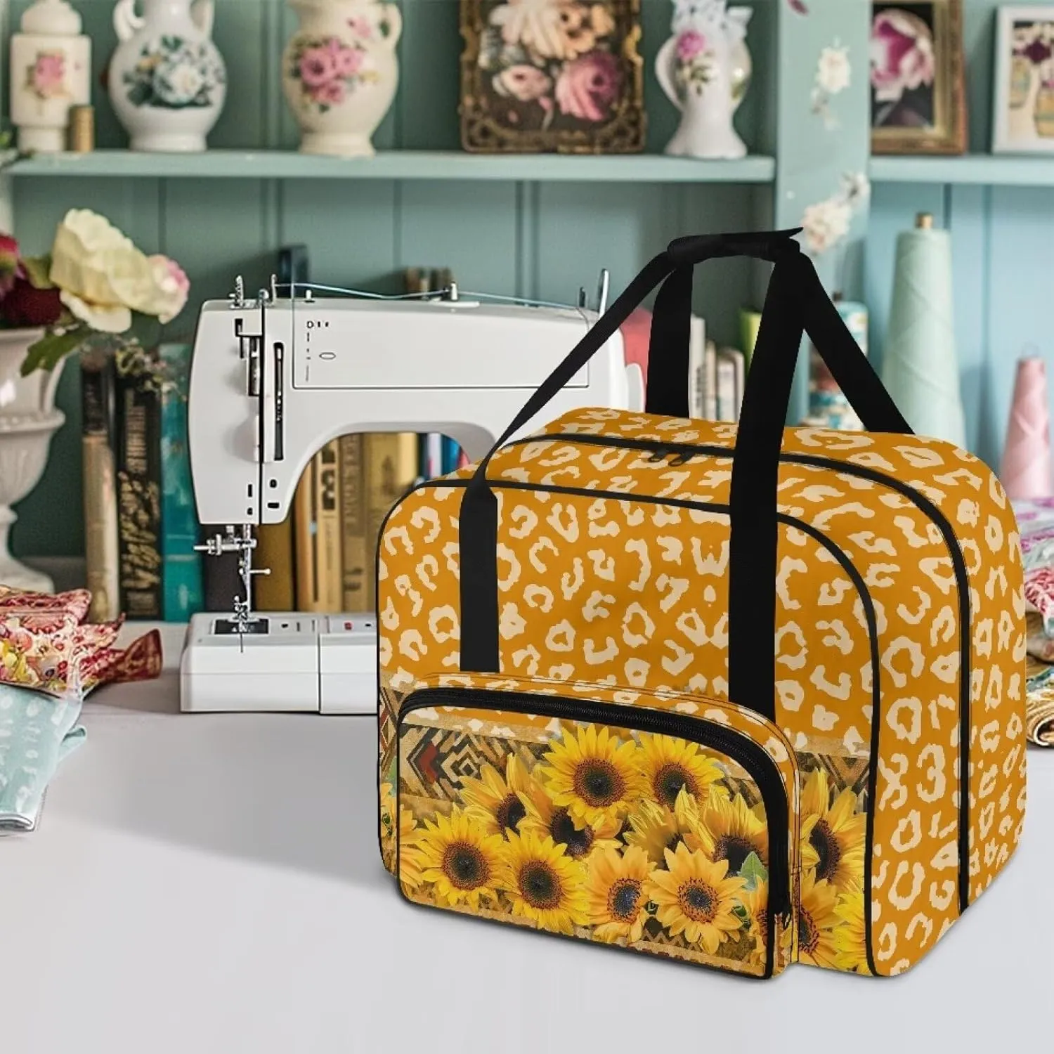Cow Sunflower Knitting Bag Yarn Storage Bag, Knitting Bag for Yarn Skeins, Crochet Hooks, Knitting Needles Sewing Accessories