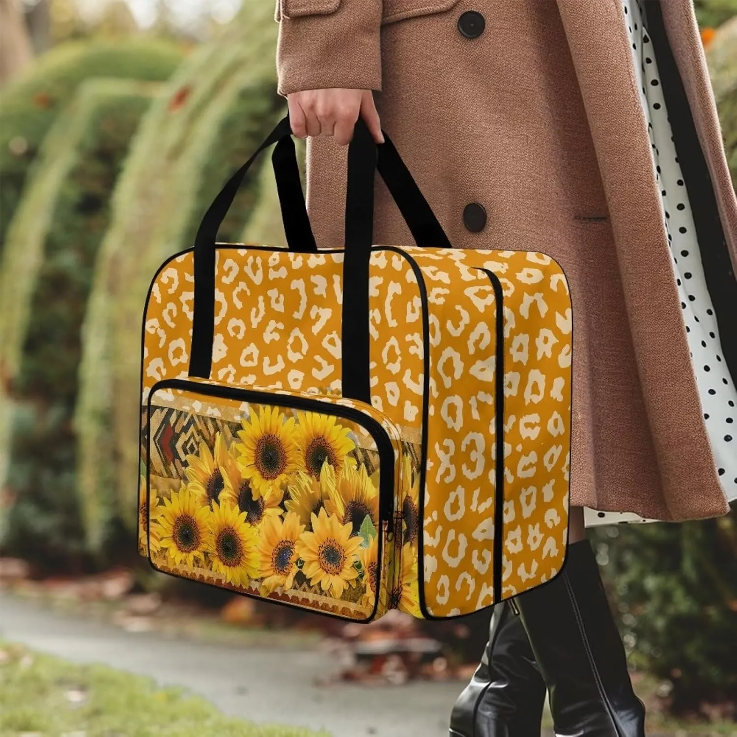 Cow Sunflower Knitting Bag Yarn Storage Bag, Knitting Bag for Yarn Skeins, Crochet Hooks, Knitting Needles Sewing Accessories