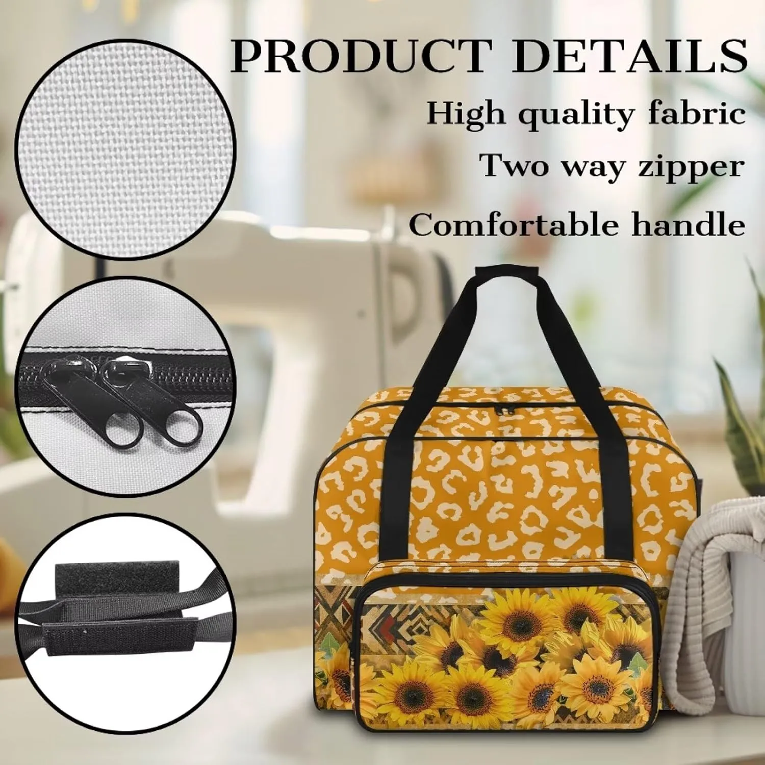 Cow Sunflower Knitting Bag Yarn Storage Bag, Knitting Bag for Yarn Skeins, Crochet Hooks, Knitting Needles Sewing Accessories