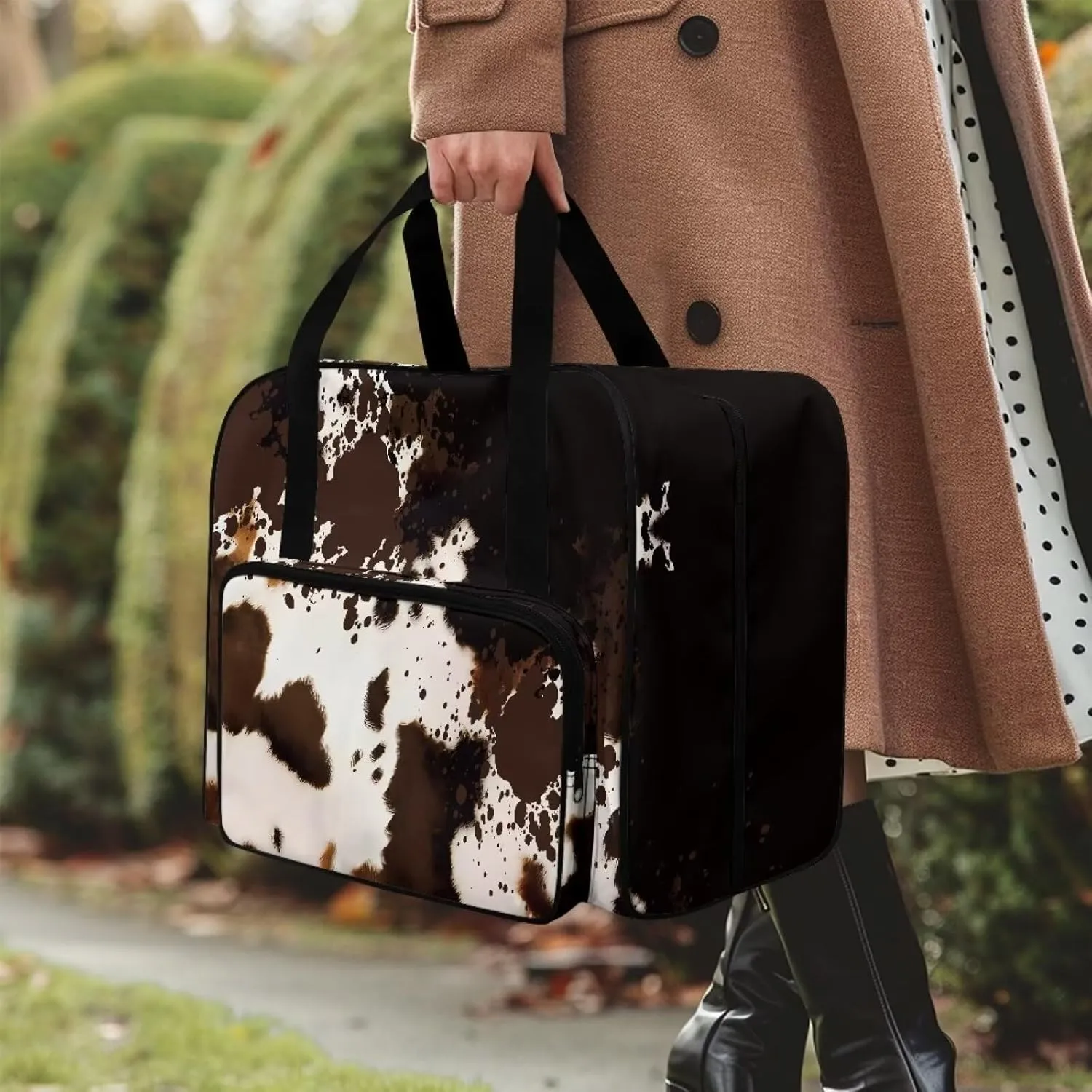 Cowhide Yarn Bag for Crochet Accessories, Portable Knitting Bag Crochet Yarn Project Bag for Womens On the Go, Crochet Gifts for Mother Wife