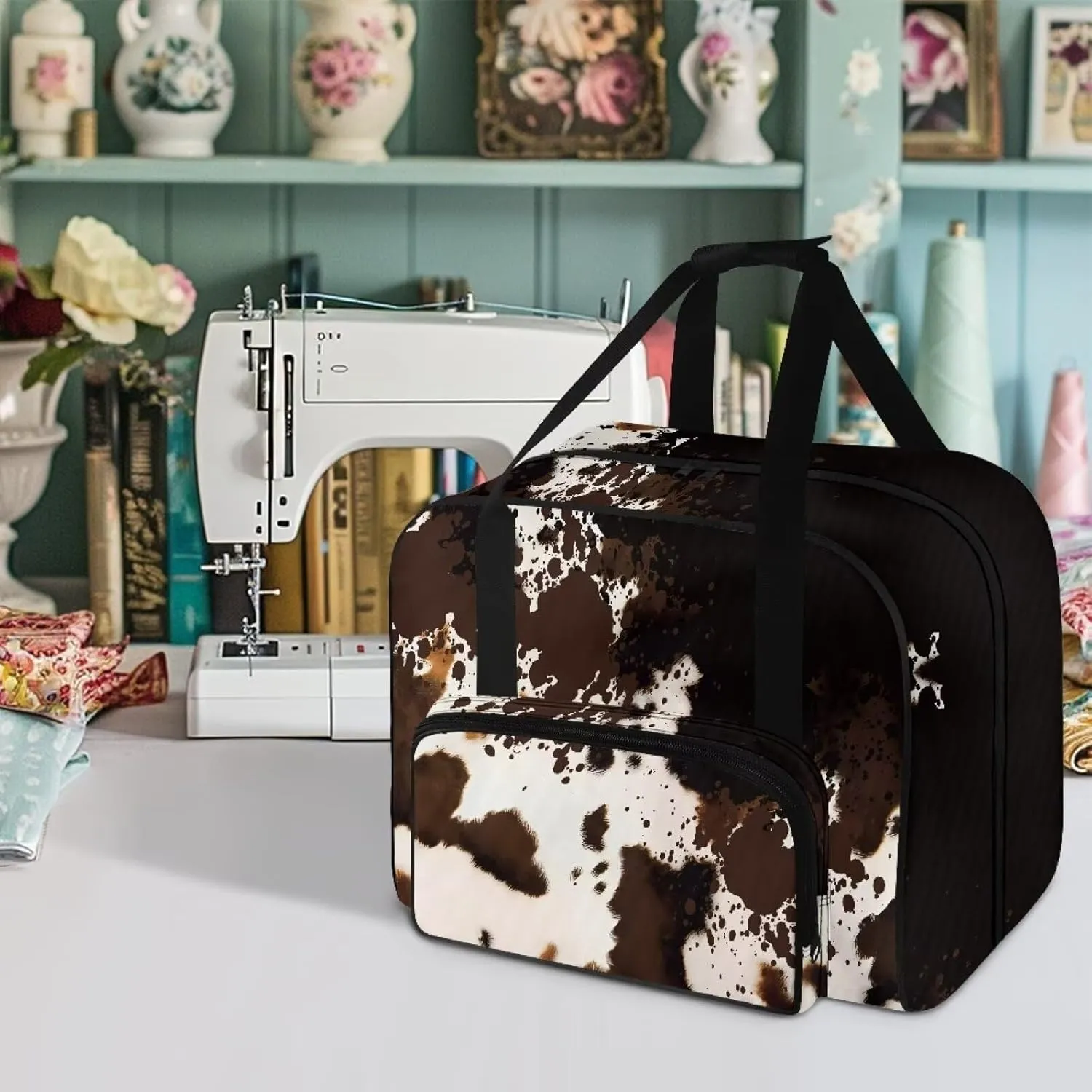 Cowhide Yarn Bag for Crochet Accessories, Portable Knitting Bag Crochet Yarn Project Bag for Womens On the Go, Crochet Gifts for Mother Wife