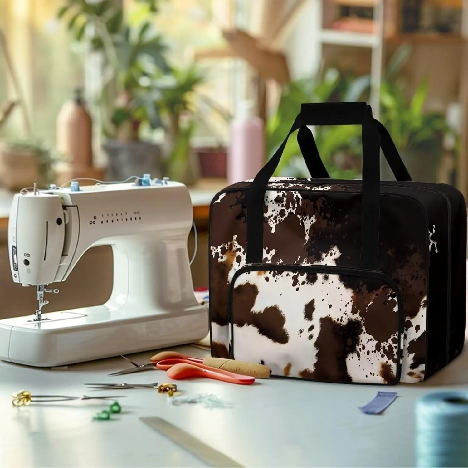 Cowhide Yarn Bag for Crochet Accessories, Portable Knitting Bag Crochet Yarn Project Bag for Womens On the Go, Crochet Gifts for Mother Wife