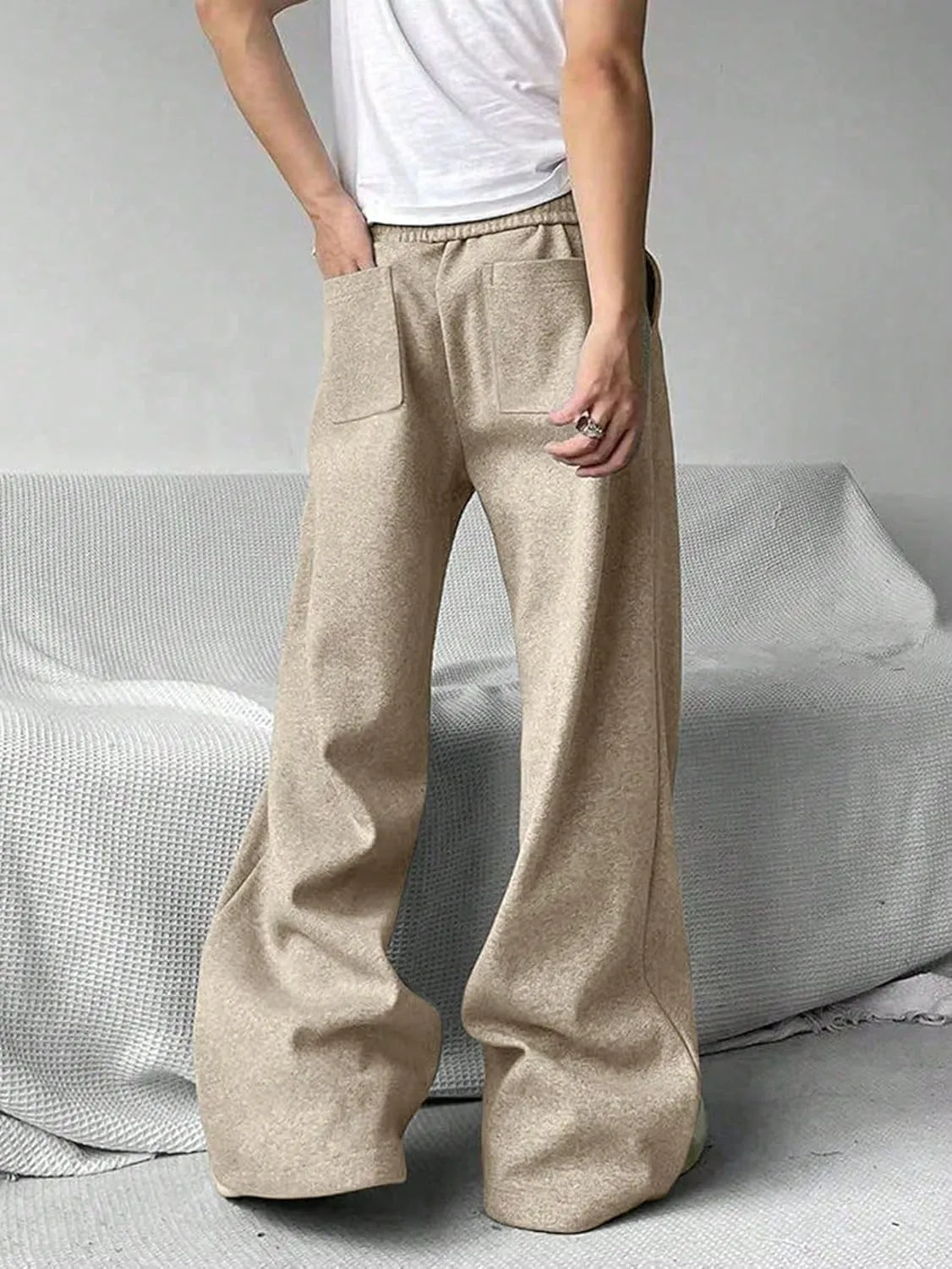 COZYEASE Men's Sweatpants Athletic Drawstring Waist Wide Leg Sweatpants Casual Baggy Pants with Pockets