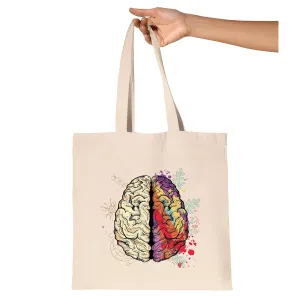 Creative and Logical Human Brain Gift For Creative and Logical Thinkers Natural Multicolor Canvas Tote Bag