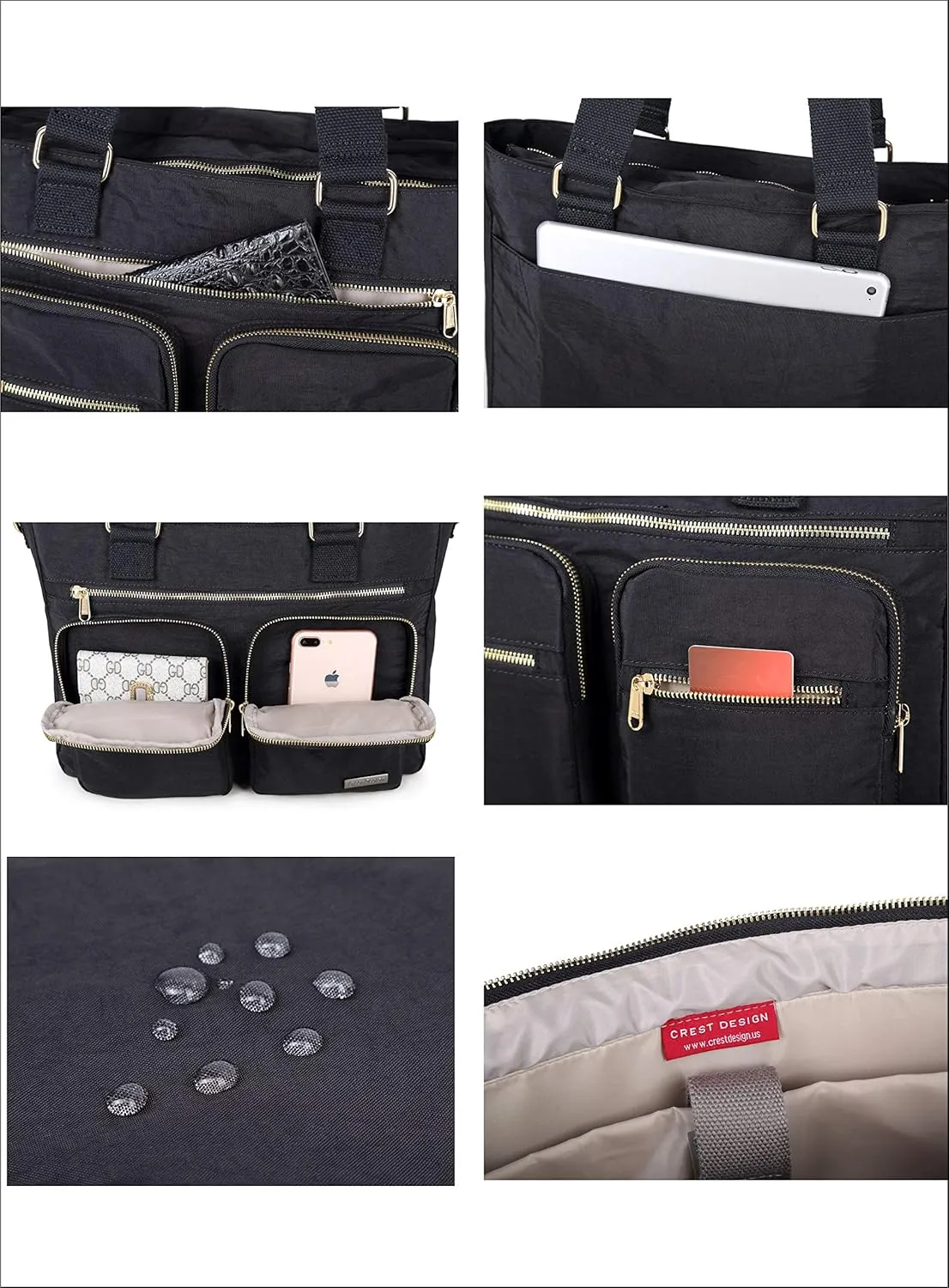 Crest Design Nylon Laptop Shoulder Bag Handbag Teacher Nurse Tote Organizer Travel Work Bag Purse
