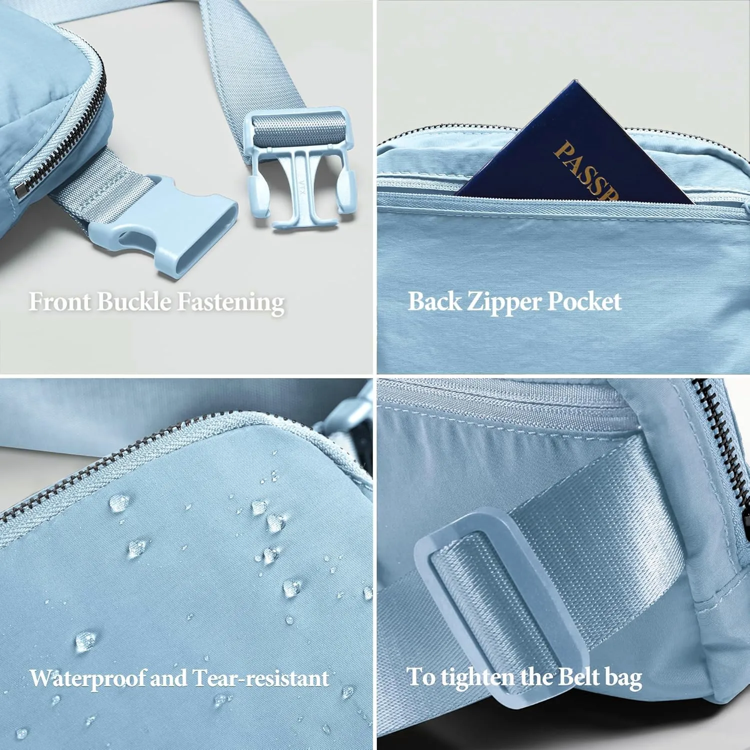 Cross Body Fanny Packs Crossbody Purse Bags for Women Trendy Cute Designer Lulu Dupes Sherpa Small Mini Belt Bag Fashion Waist Packs Pouch | Sling Chest Bag Over The Shoulder | Icing Blue