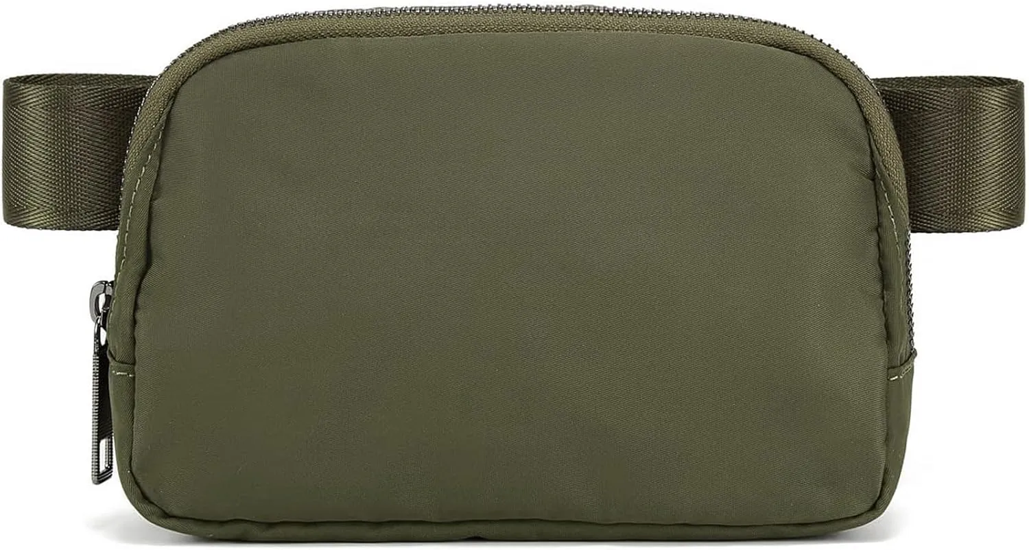 Cross Body Fanny Packs for Women Men Fashion Waist Bag Pouch Nylon Small Travel Crossbody Bags Mini Purse Everywhere Belt Bag Bum Bag with Adjustable Strap for Running Hiking Dim Olive