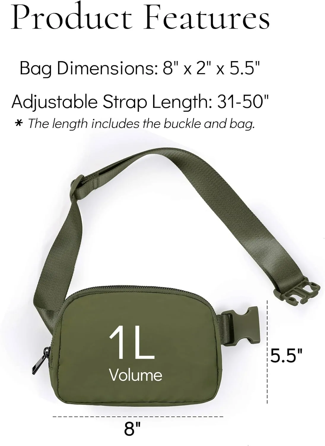 Cross Body Fanny Packs for Women Men Fashion Waist Bag Pouch Nylon Small Travel Crossbody Bags Mini Purse Everywhere Belt Bag Bum Bag with Adjustable Strap for Running Hiking Dim Olive