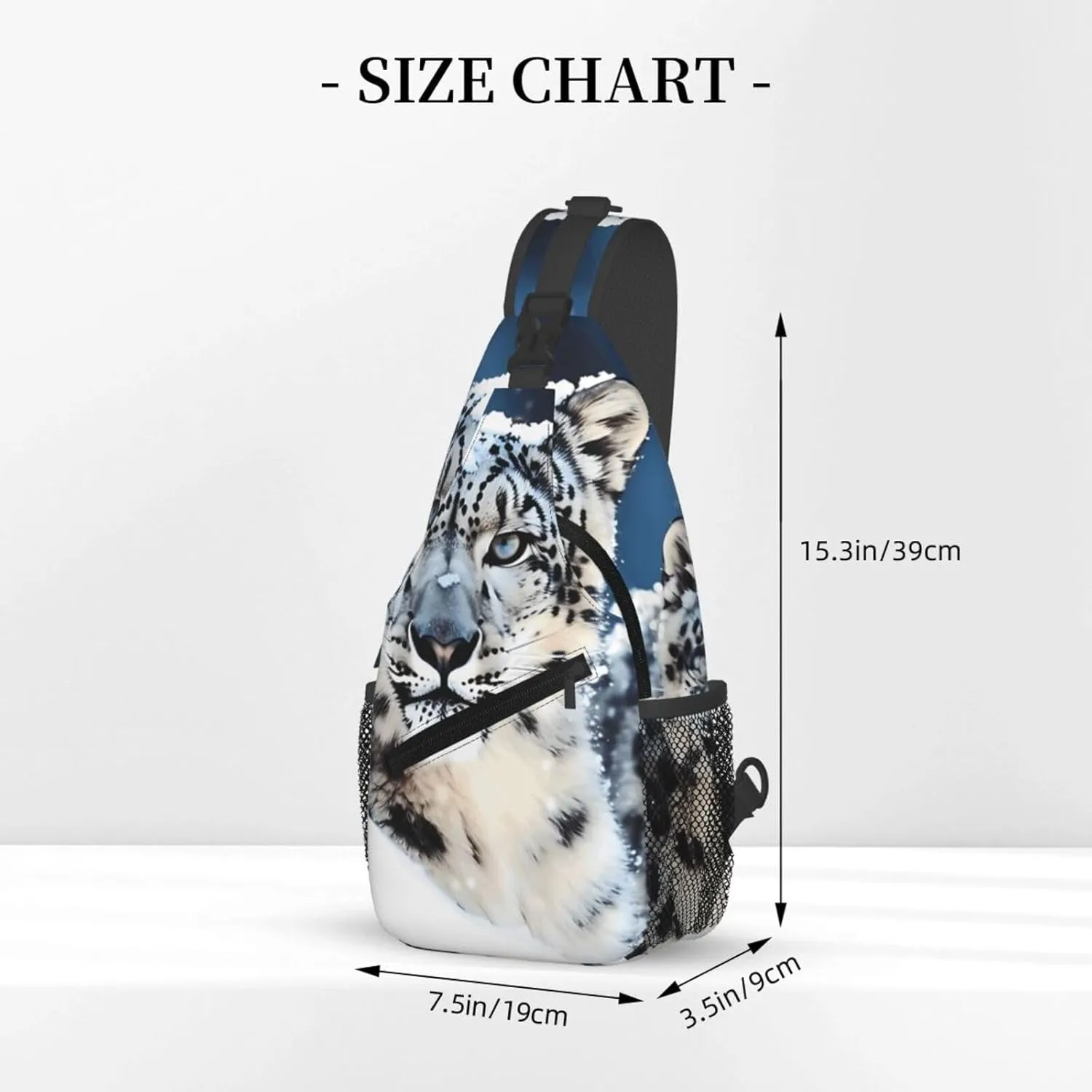 Cross Chest Bag Diagonally Sling Backpack Crossbody Shoulder Bag Blue eyed snow leopard Sling Bag Travel Hiking Daypack