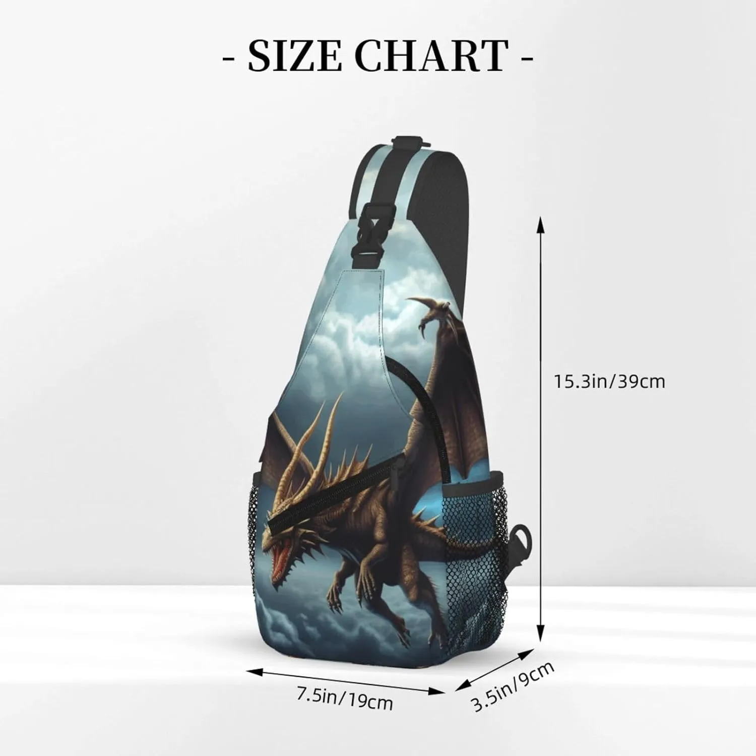 Cross Chest Bag Diagonally Sling Backpack Crossbody Shoulder Bag Flying Dragon Sling Bag Travel Hiking Daypack