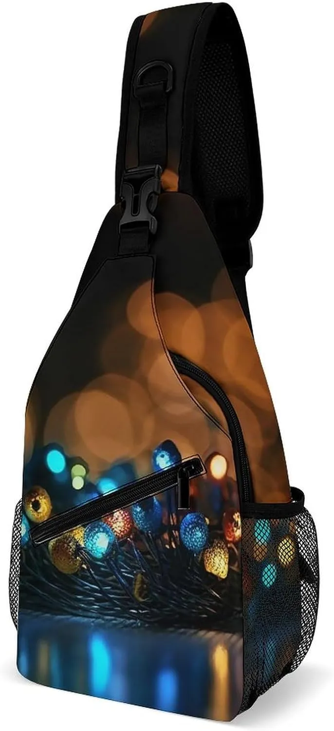 Cross Chest Bag Diagonally Sling Backpack Crossbody Shoulder Bags Christmas Atmosphere Sling Bag Travel Hiking Daypack