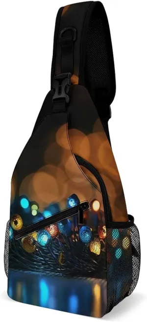 Cross Chest Bag Diagonally Sling Backpack Crossbody Shoulder Bags Christmas Atmosphere Sling Bag Travel Hiking Daypack
