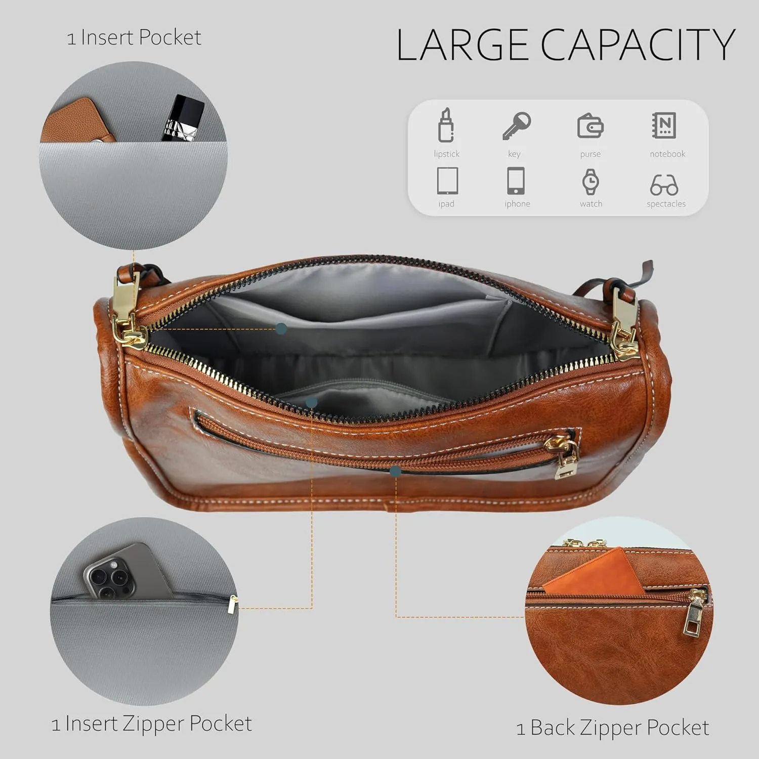 Crossbody Bag for Women Bohemian Vintage Stylish Purse Vegan Leather Shoulder Bag with Adjustable Wide Strap
