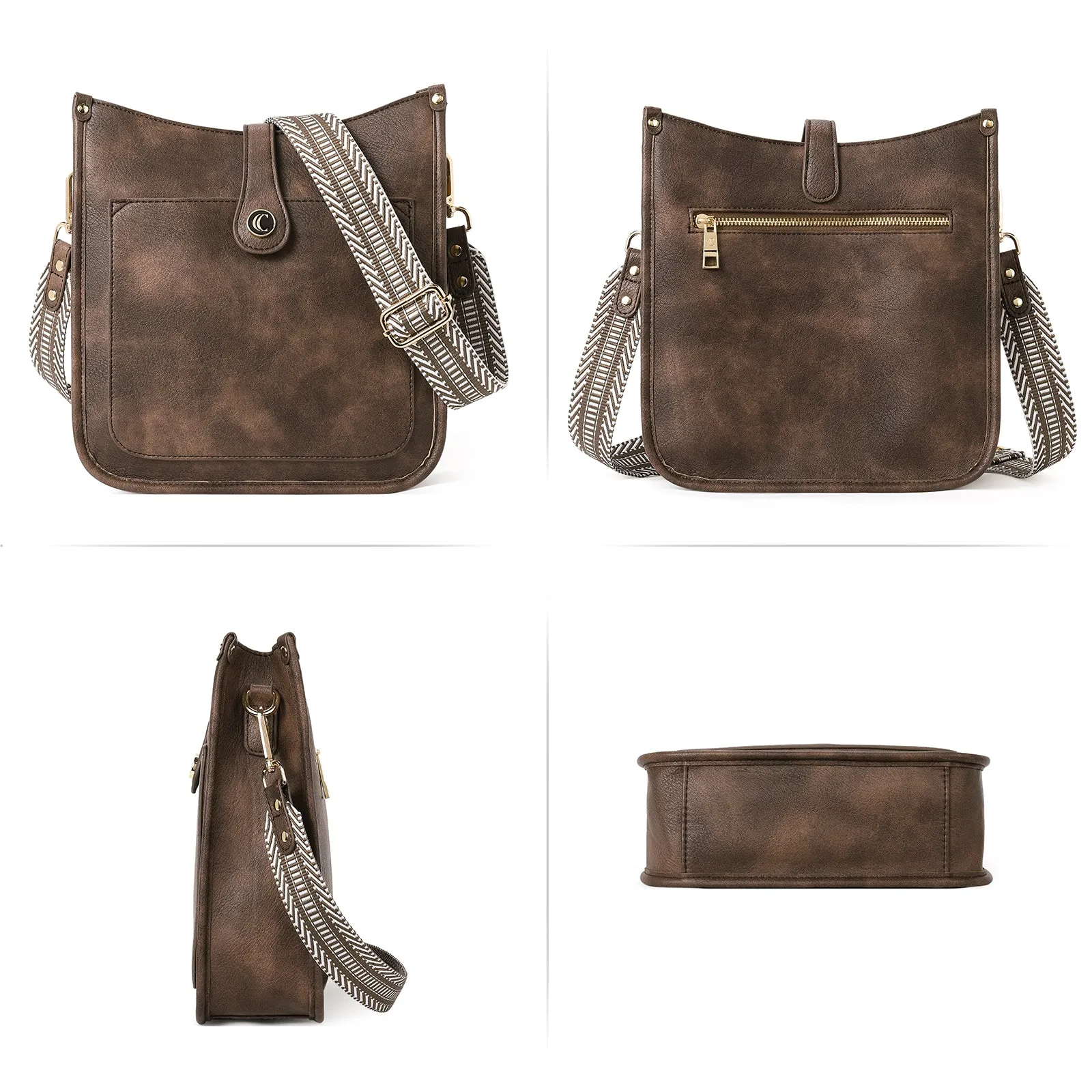 Crossbody Bags For Women Trendy Shoulder Bag Vegan Leather Purse with Two Straps