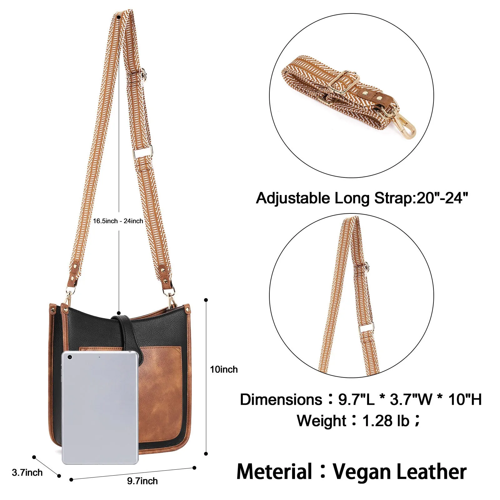 Crossbody Bags For Women Trendy Shoulder Bag Vegan Leather Purse with Two Straps