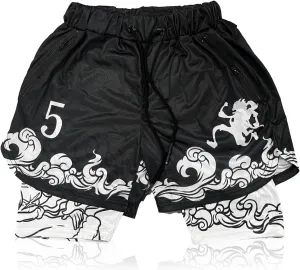 CROWN Anime Shorts - Breathable Stretch Compression Gym Mesh Short with Pockets and Towel Holder
