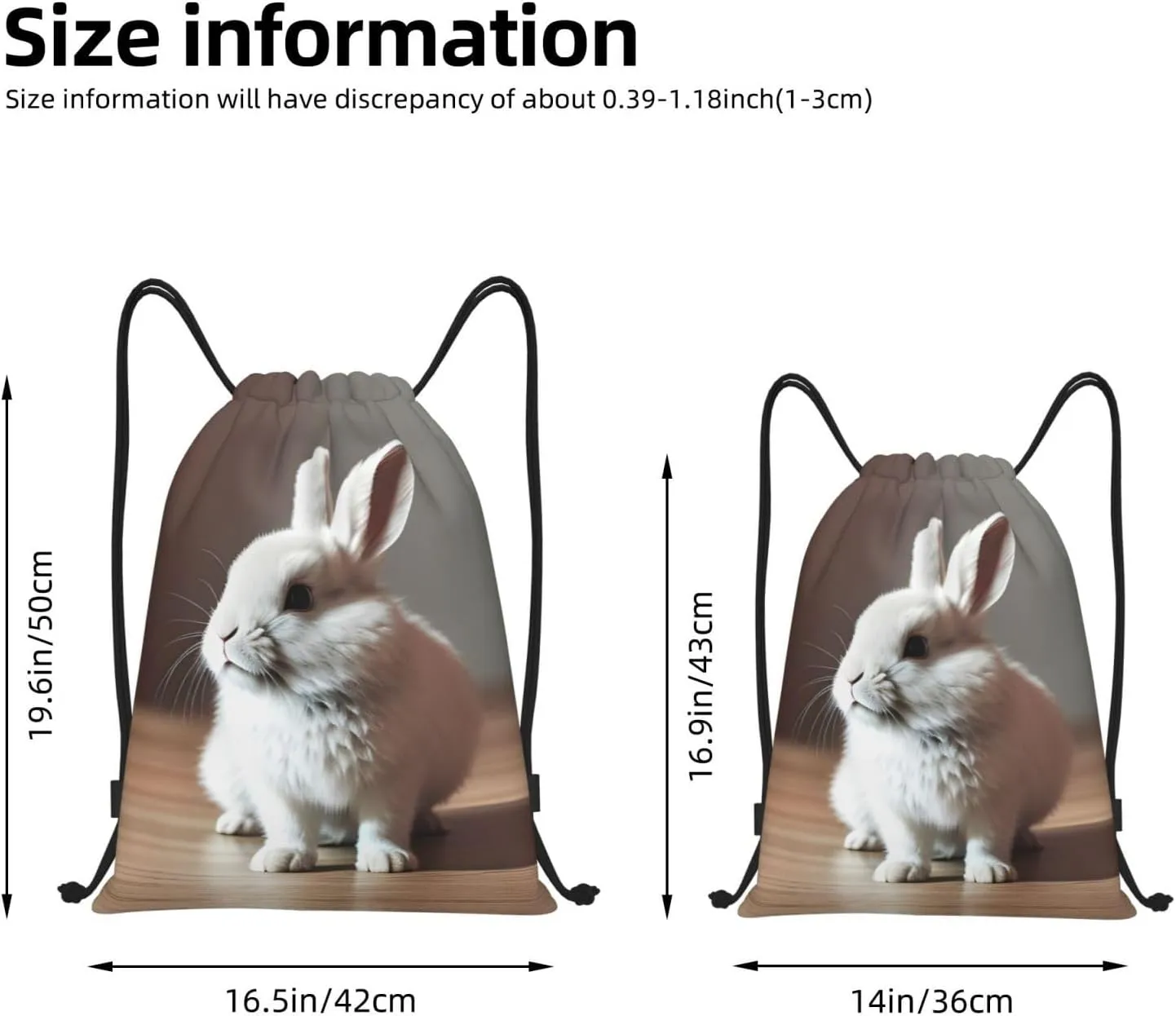 Cry White Rabbit Drawstring Backpack Cinch Bags, Nylon Drawstring Bags For Trip Gym Party