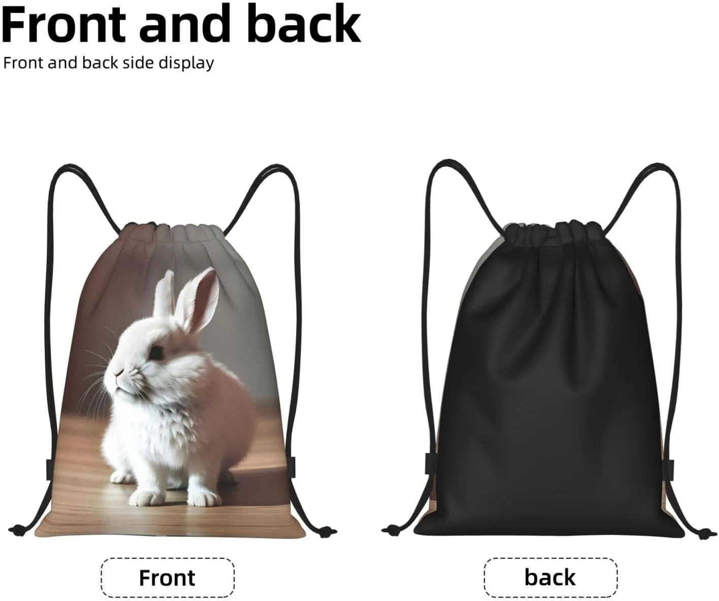 Cry White Rabbit Drawstring Backpack Cinch Bags, Nylon Drawstring Bags For Trip Gym Party