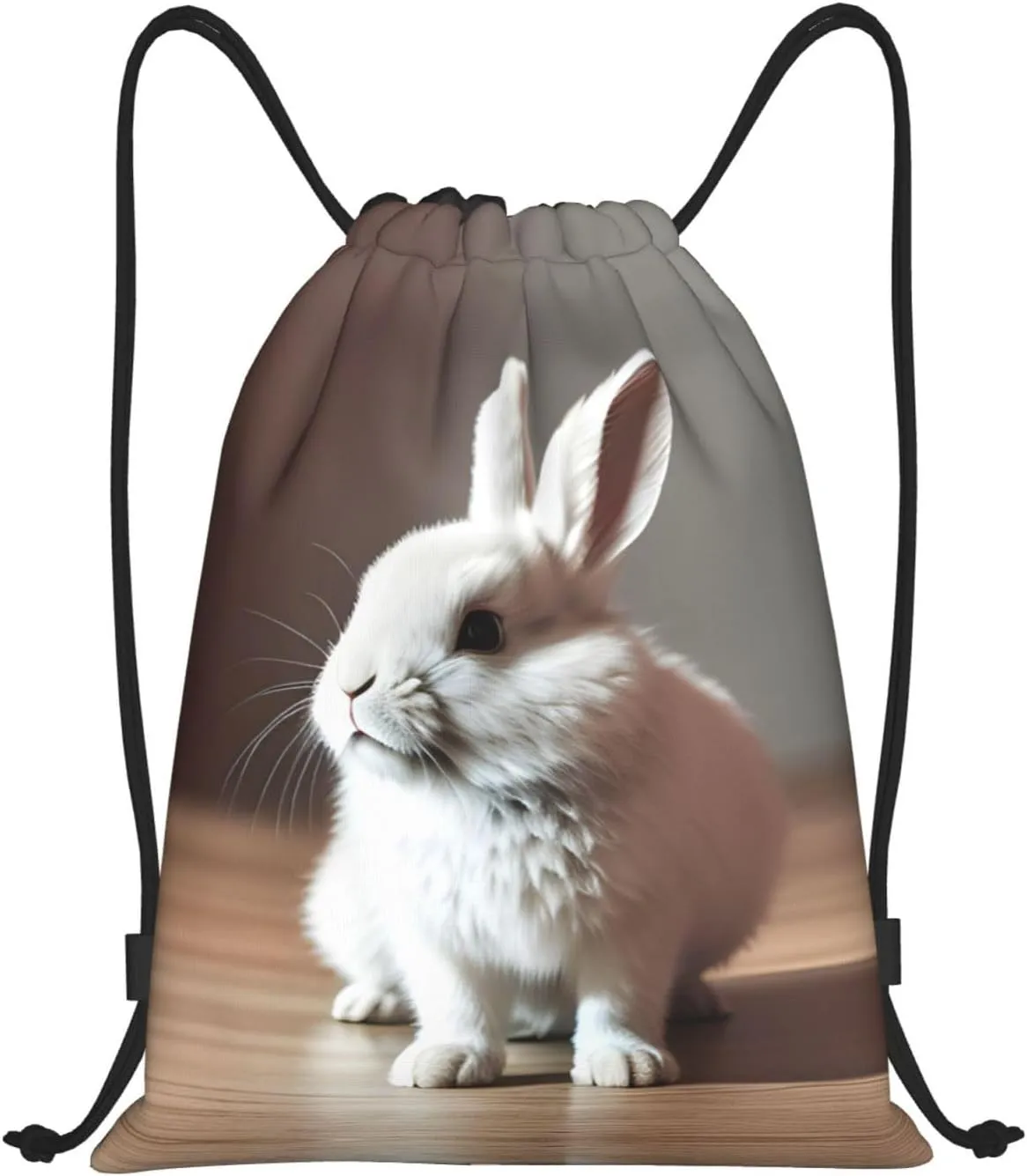 Cry White Rabbit Drawstring Backpack Cinch Bags, Nylon Drawstring Bags For Trip Gym Party