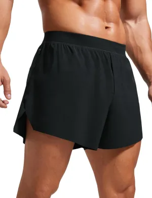 CRZ YOGA Mens Side Split Running Shorts 4'' - Quick Dry for Athletic Gym Workout with Zip Pocket and Brief Liner