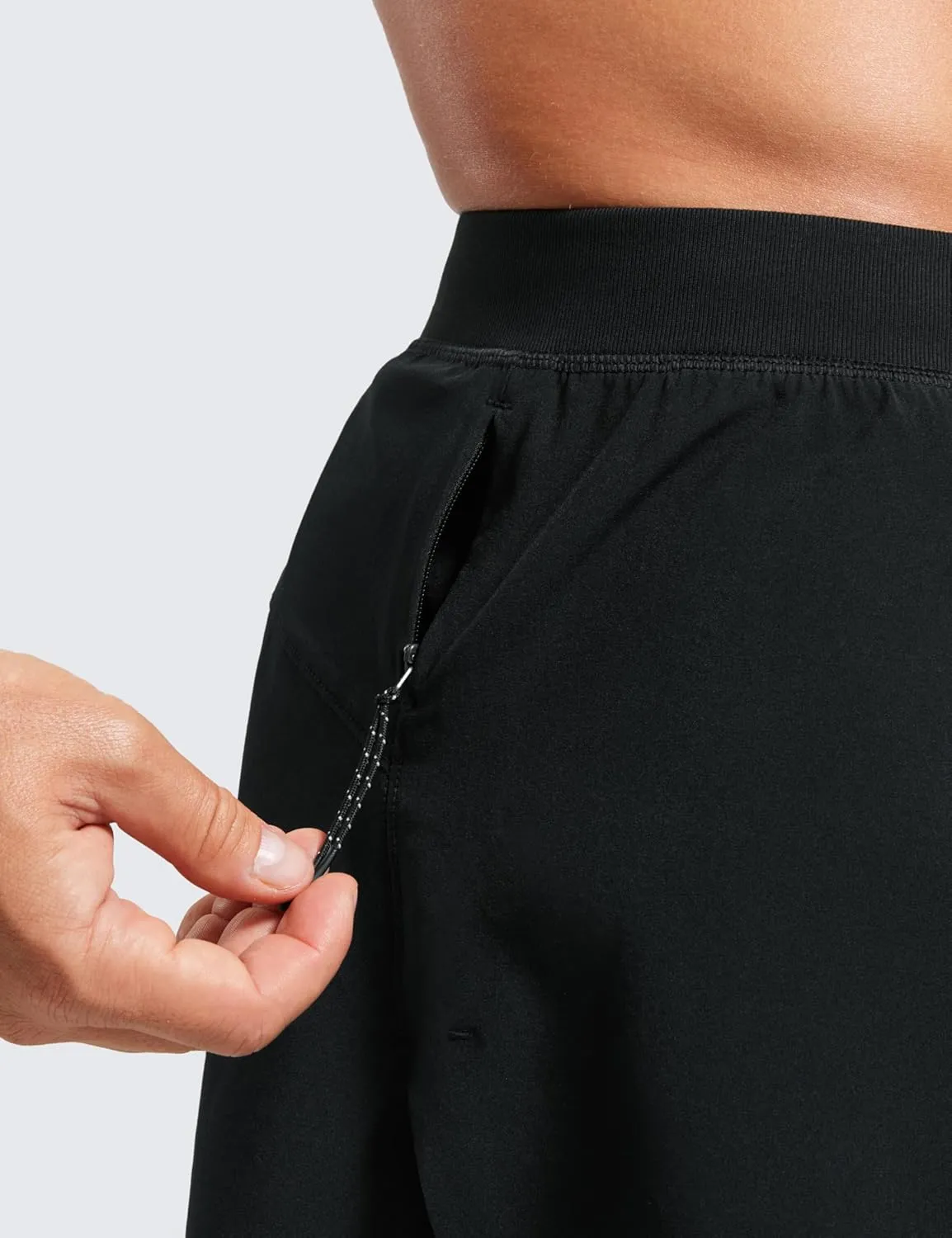 CRZ YOGA Mens Side Split Running Shorts 4'' - Quick Dry for Athletic Gym Workout with Zip Pocket and Brief Liner
