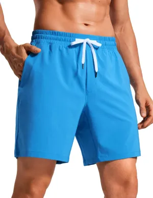 CRZ YOGA Mens Swim Trunks 7'' Quick Dry Mesh Lining Athletic Casual Swimwear Shorts with Zipper Pockets