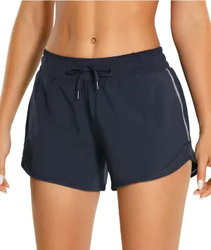 CRZ YOGA Womens Athletic Running Shorts with Zip Pocket, 4" Mid-Waist Mesh Liner Gym Workout Shorts