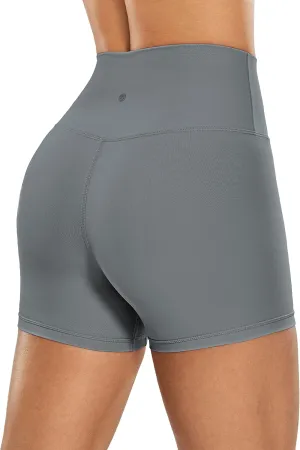 CRZ YOGA Women's Naked Feeling Biker Shorts - 4 Inches High Waist Yoga Workout Running Gym Spandex