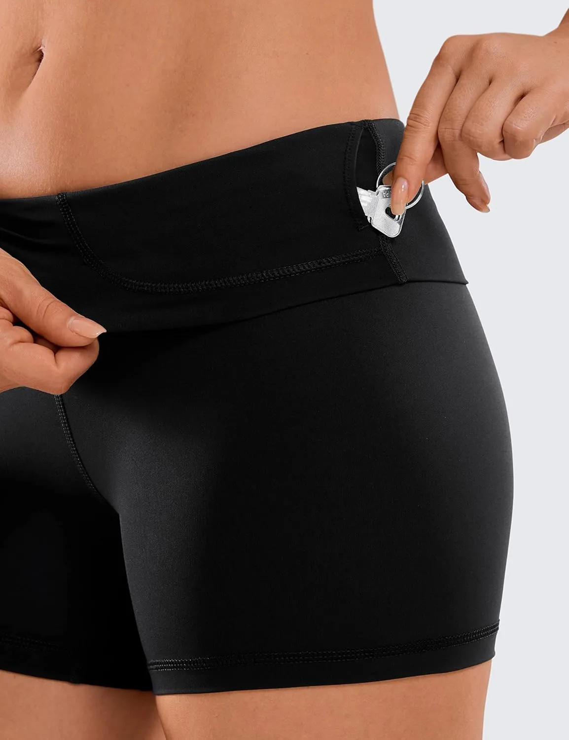 CRZ YOGA Women's Naked Feeling Biker Shorts - 4 Inches High Waist Yoga Workout Running Gym Spandex