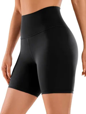 CRZ YOGA Women's Naked Feeling Biker Shorts - 6 Inches High Waist Yoga Workout Running Gym Spandex