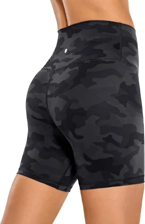 CRZ YOGA Women's Naked Feeling Biker Shorts - 6 Inches High Waist Yoga Workout Running Gym Spandex