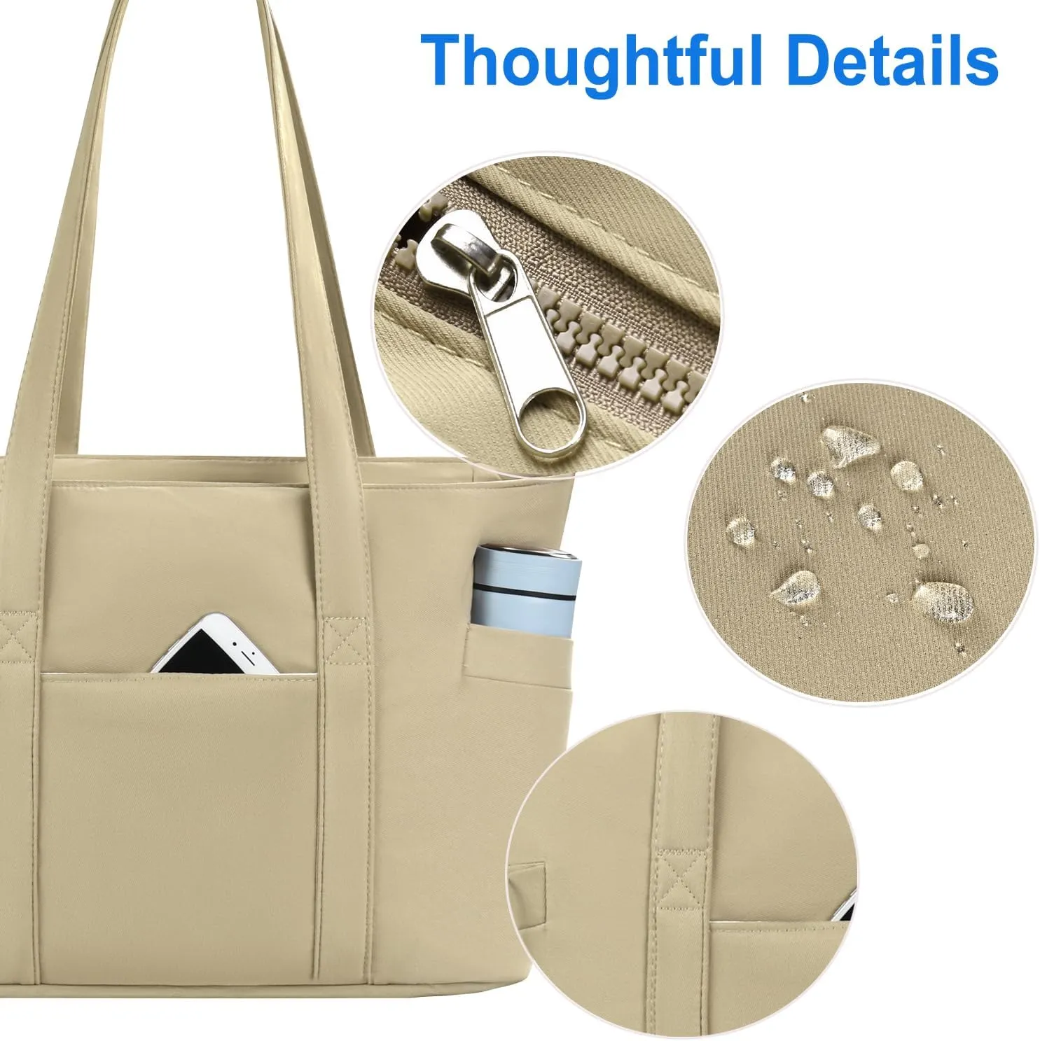 CTWWFS Tote Bag for Women, Travel Essentials Large Tote Bag with Zipper, Top Handle Handbag for Travel, Work