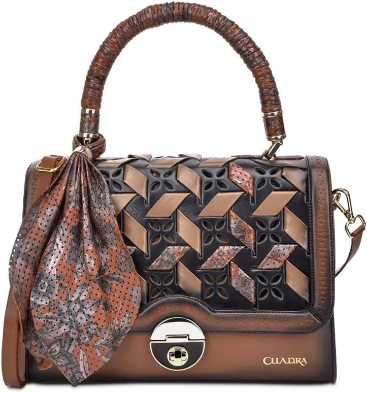 Cuadra Women's Satchel Bag in Genuine Leather Brown